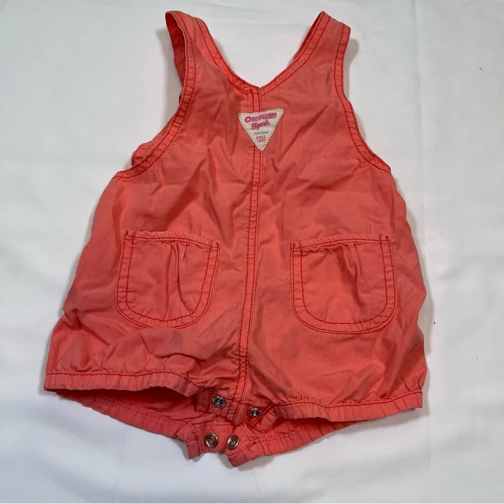 Vintage Oshkosh Overall Shorts Pink 12 Months Bib‎ Cotton